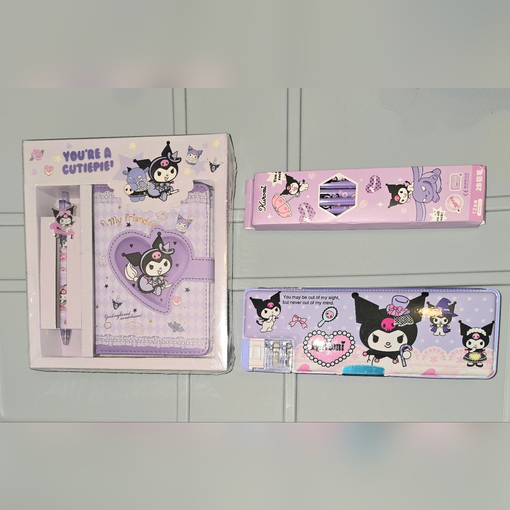 Sanrio Kuromi Bundle Of 3 Stationary Set, Pencils, Pencil/Pen 2 Way Case ALL NEW - Picture 4 of 16